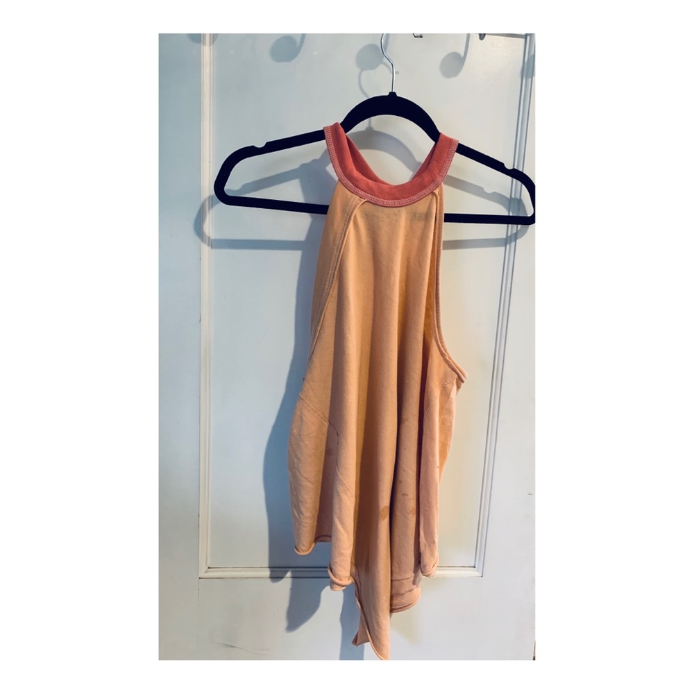 Free People Ribbed Halter Top Tank Orange Coral